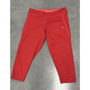 Adidas Women's Climalite Capri Leggings Red Pink Athletic Size M